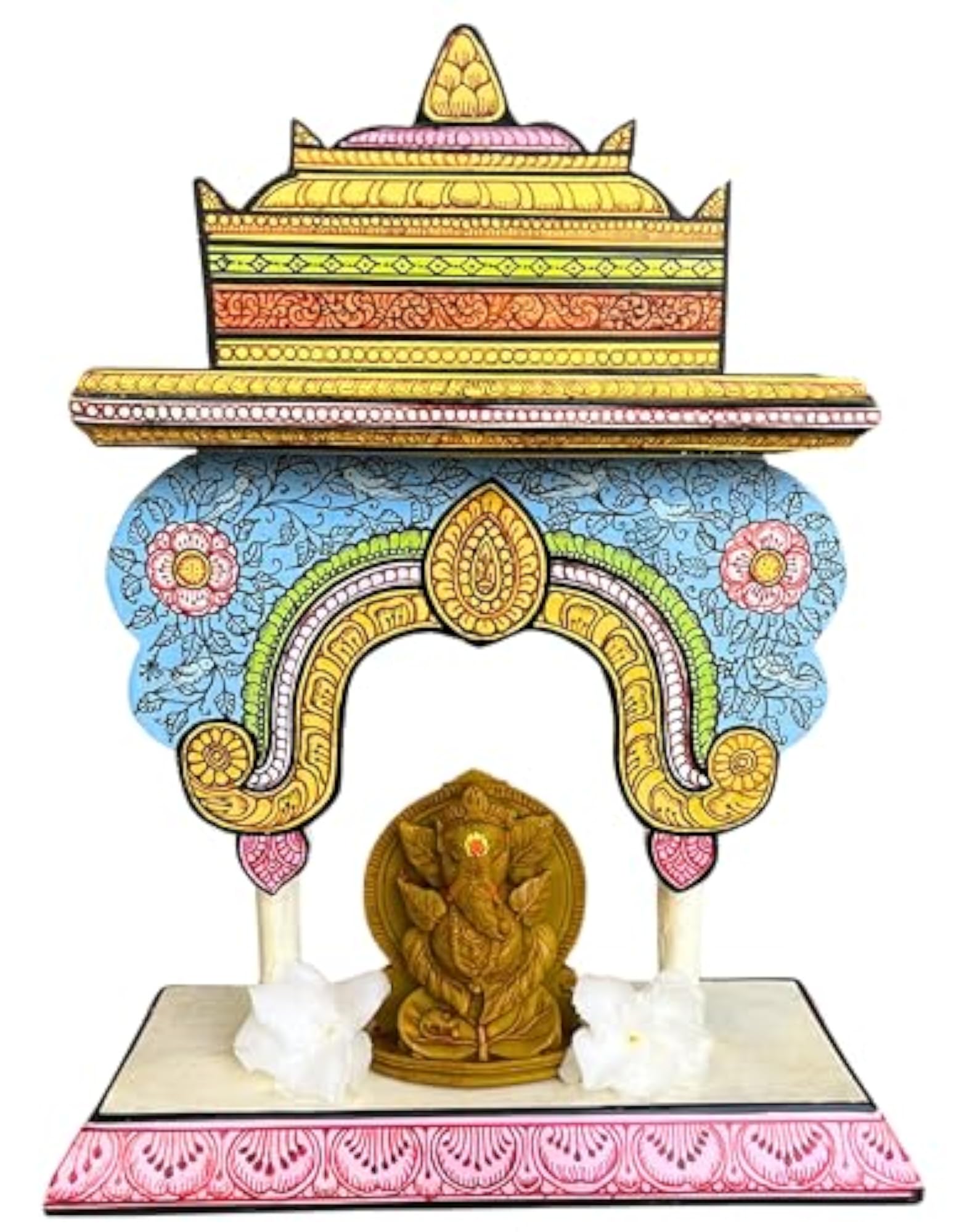 Handcrafted Pattachitra Wooden Small Temple, Pooja Stand